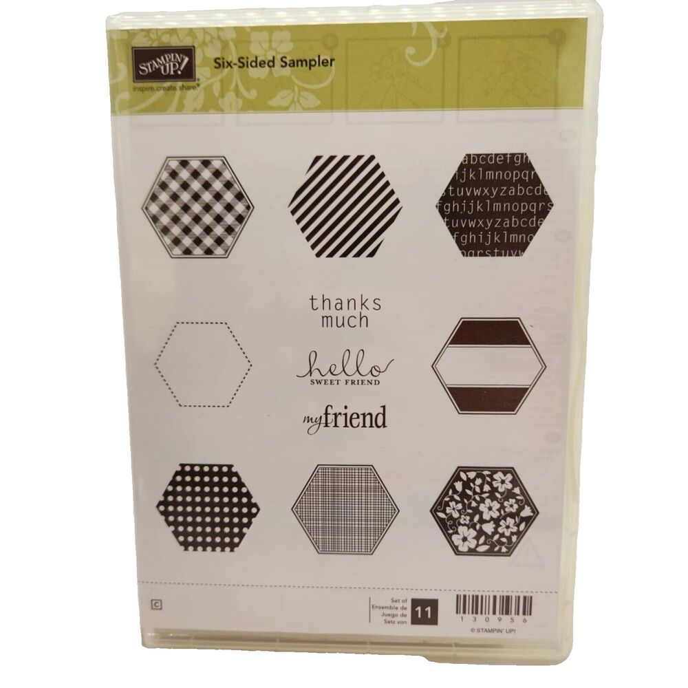 Stampin Up Six Sided Sampler Cling Stamp Set Unmounted Hexagon Quilt Blocks